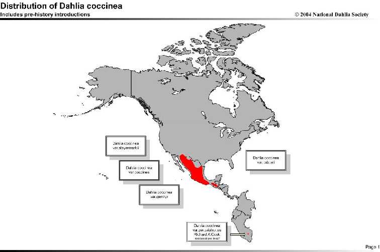 Карта распространения Dahlia Coccinea
